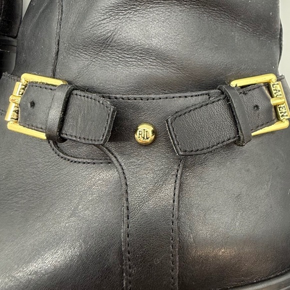 Ralph Lauren Women's Marion Black Leather Knee High Riding Boots Size 8.5B - Picture 4 of 13